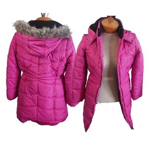 Calvin Klein Jeans Girls Winter Puffer Jacket, Large 12/14 Magenta Snowgear